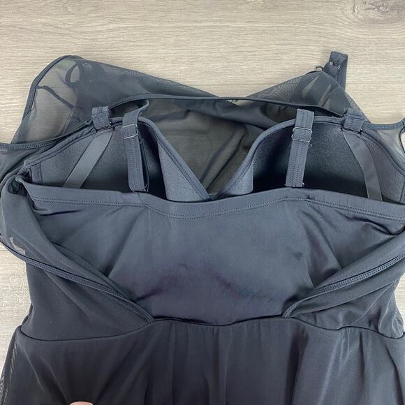 Torrid Black Mesh Top One Piece Swim Dress Sz.2DD/F - Picture 12 of 16